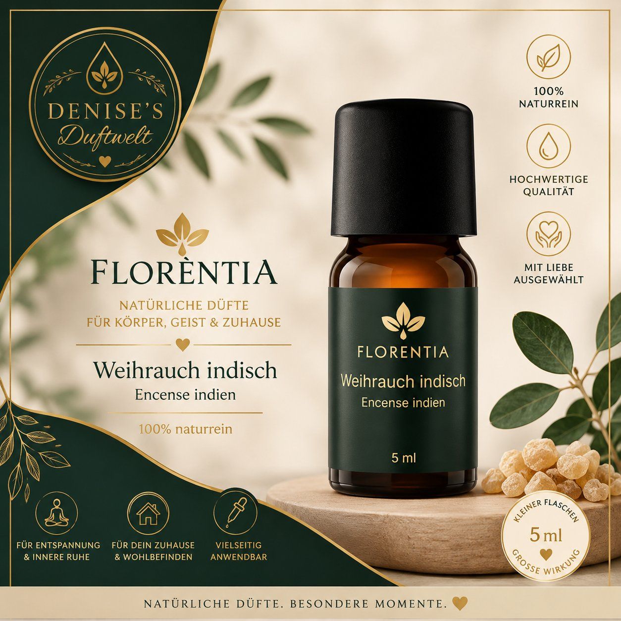 Oli essenziali: Florentia Weihrauch indisch ätherisches Öl 5ml Neu – Nuovo e nell'imballaggio originale da Olten venduto da Denises_Duftwelt
