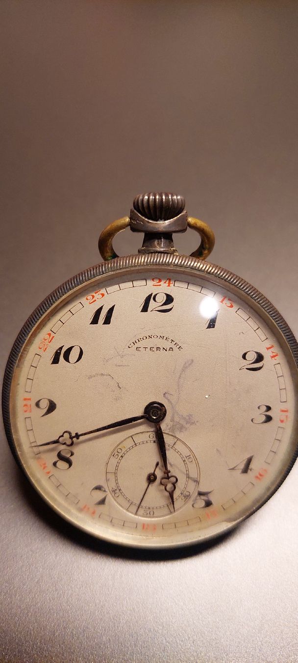 Eterna Orologi: Silber Taschenuhr Eterna Chronometer – Usato da Matten b. Interl venduto da siben01 2