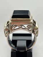 Edler Siegelring Schwarz Onyx 925 Silber Vintage Herren Ring
