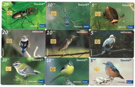 9 Taxcards Tiermotive, Vögel & Käfer
