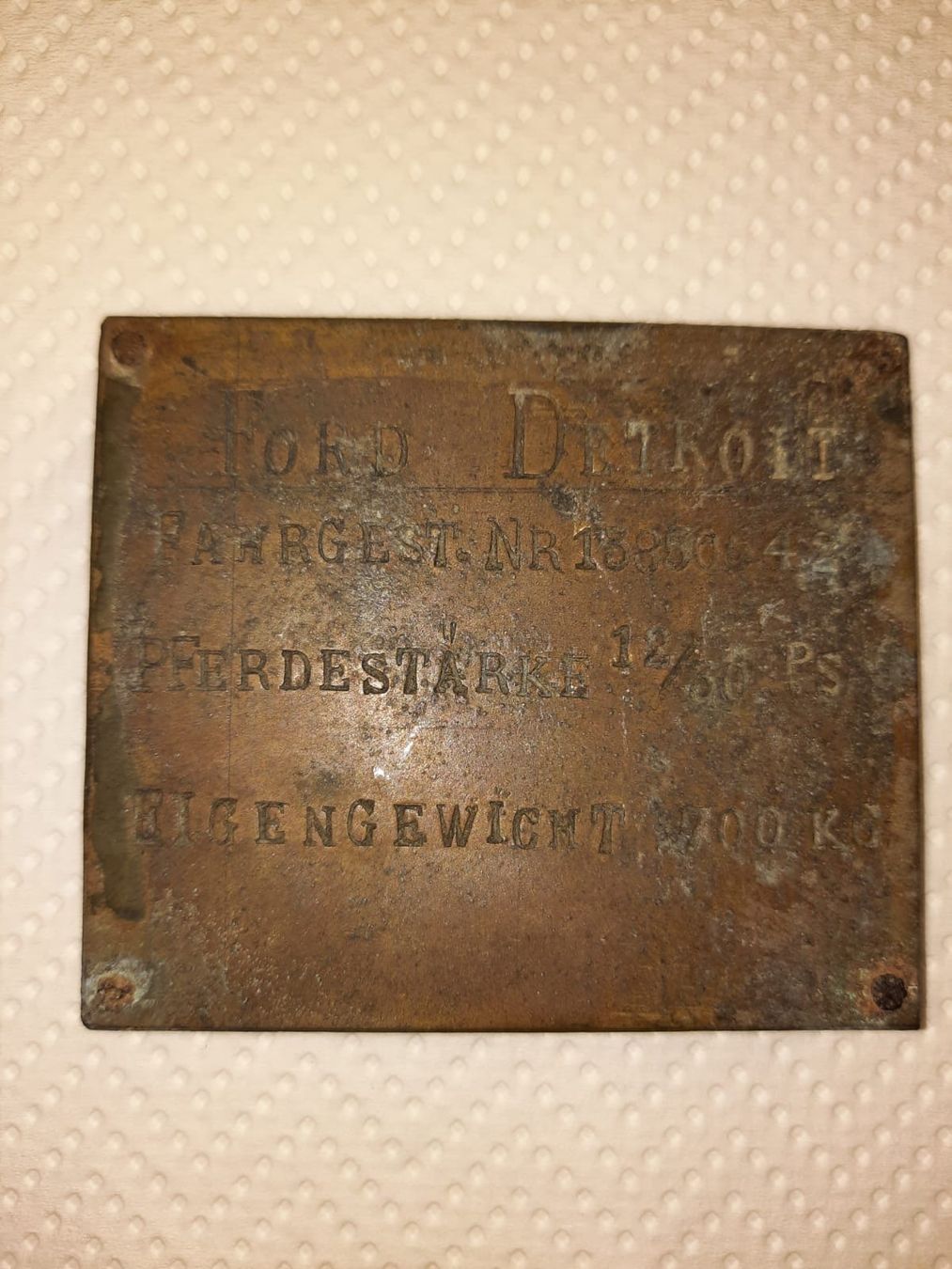 Insegne: Uralte Messingplakette von Ford Detroit – Usato da Schaffhausen venduto da Simmel80