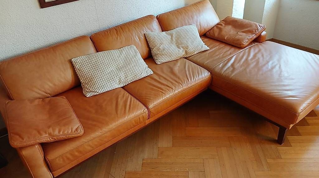 Divani: Hochwertige Echtleder Eckcouch mit Recamiere in Cognac – Usato da Ramsen venduto da eri_z6sf
