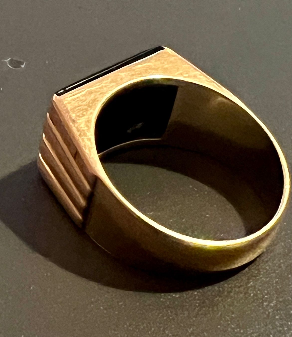 Anelli: Gold-Ring 14K mit Onyx – Usato da Chur venduto da Penting1935 3