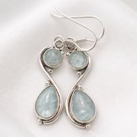 Aquamarin Ohrhänger Silber 925 Ohrringe Paar 2s