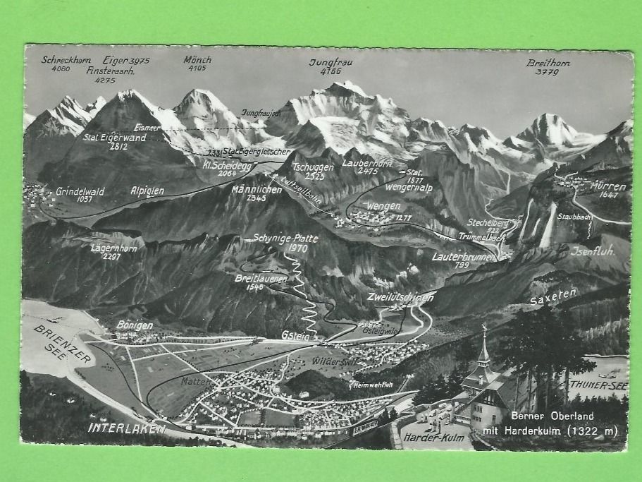 Cartoline postali: Interlaken, Berner Oberland mit Harderkulm – Nuovo (secondo la descrizione) da Zürich venduto da t24_de