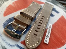 24mm Lederarmband, vintage grey, bracelet montres