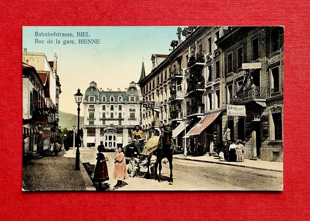 Biel Bahnhofstrasse Strassenbahn Bierhalle 1910 Kaufen auf