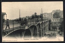 Lausanne, le grand pont, un attelage et 