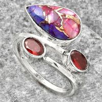 2 Granat 925 Silber Ring Gr. 54 / US 7 Bague 2 Grenats