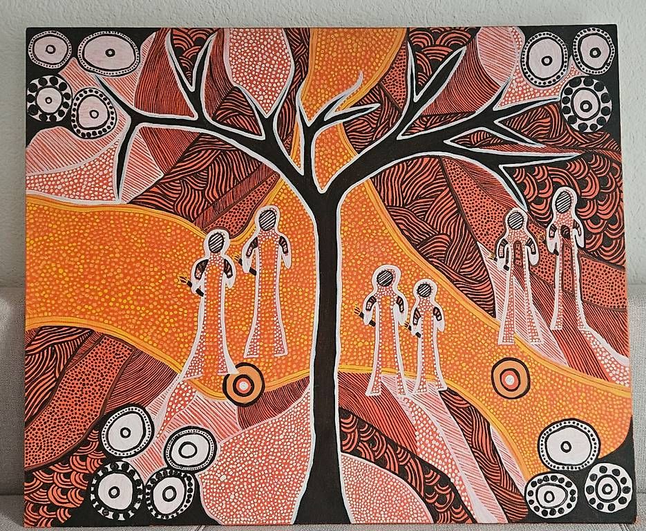 Dipinti: DorothySambono–Warrakunta/Aboriginal Art,1998,Zertifikat – Usato da Zürich venduto da Nistiman