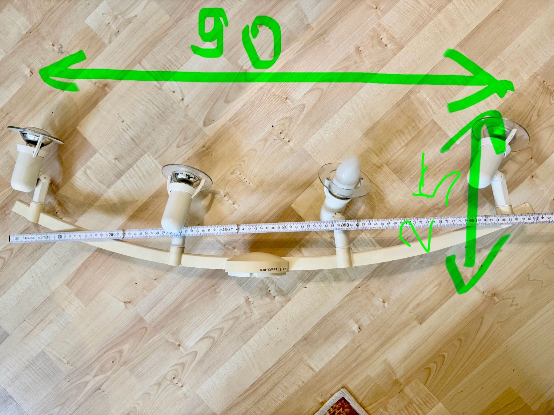 Lampadari & plafoniere: Deckenleuchte, 4-flammig, drehbar, Weiss – Usato da Uster venduto da kog1988 4