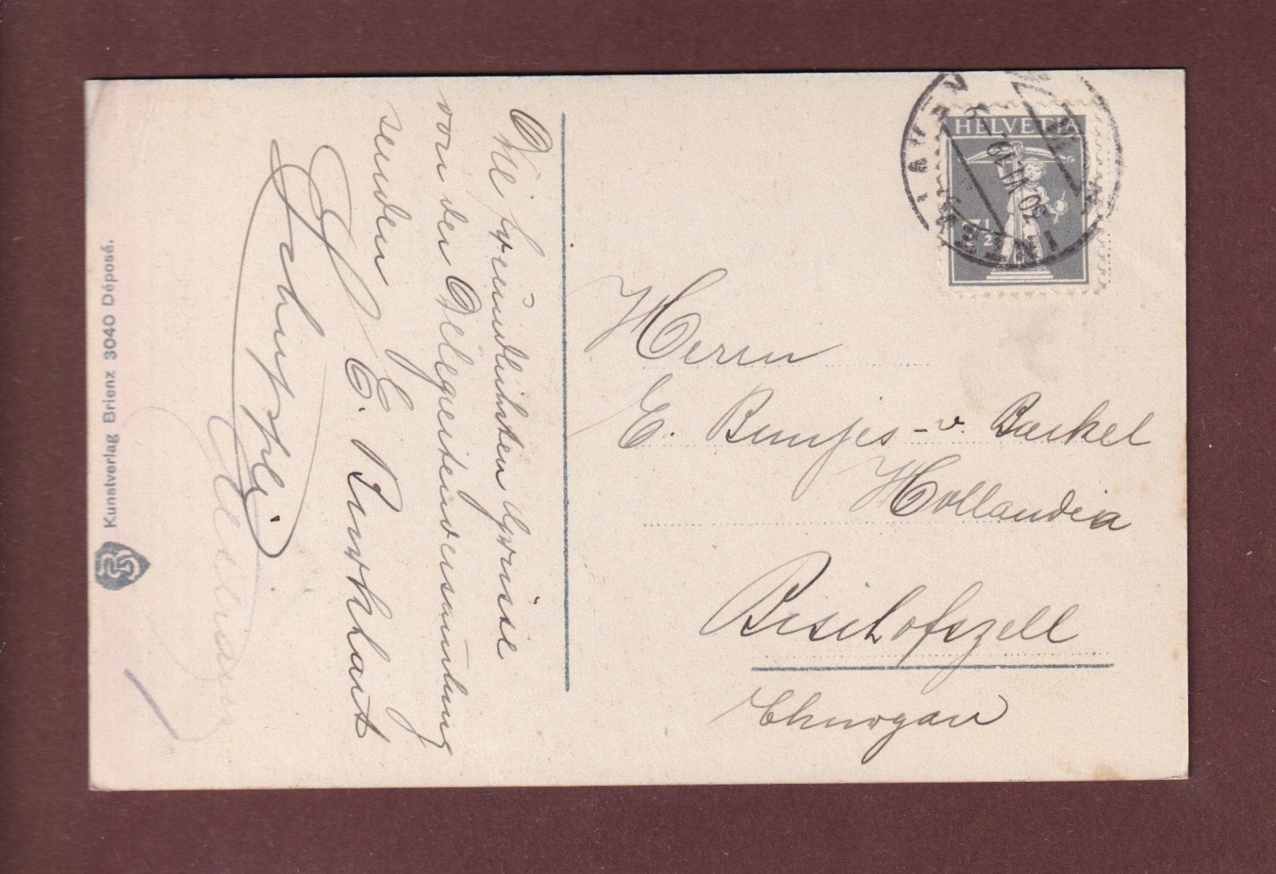 Cartoline postali: INTERLAKEN - Beide Kirche - Jungfrau - 1919 – Usato da Pully venduto da nicecards-shop 1