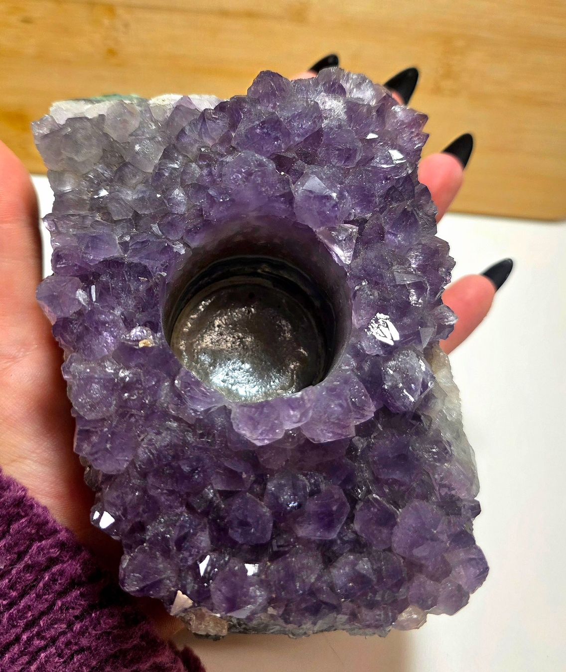 Minerali & Pietre curative: Amethyst Teelicht Halter A 886g – Nuovo e nell'imballaggio originale da Matzingen venduto da Shay_Crystalz
