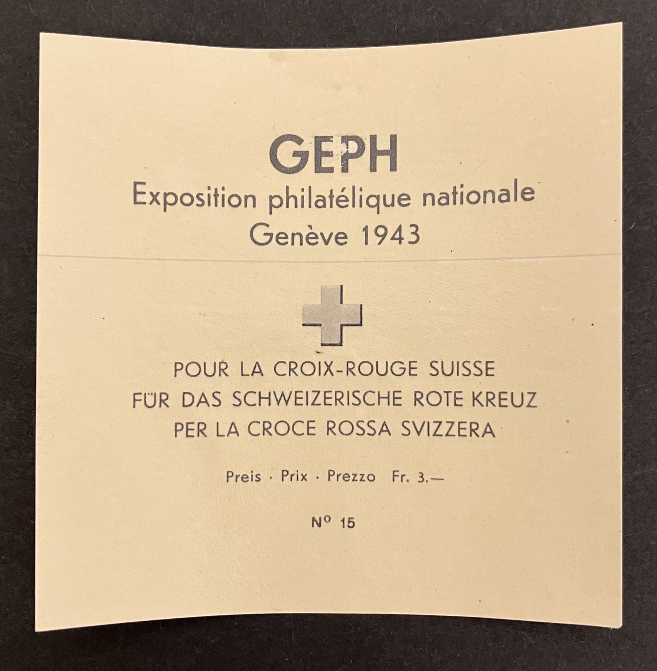 Tutti i francobolli: BLOCK GENF 1943 ET ⦿ – Usato da Oberwil BL venduto da SALOB 1