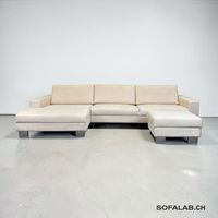 SITS Quattro Set Ecksofa aus beigem Alcantara mit Fußstütze