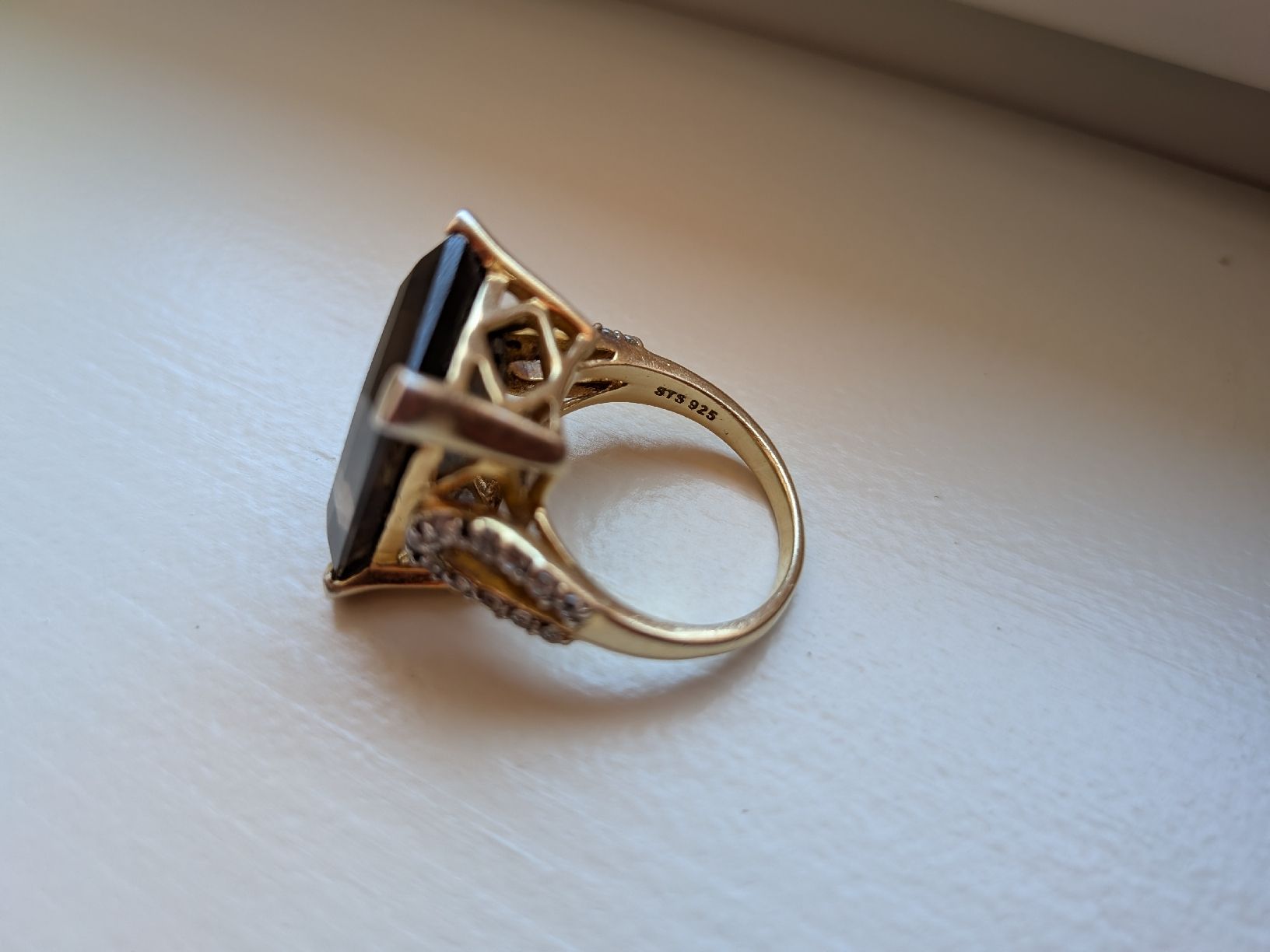 Anelli: Silver gold plated ring with quartz - size 52 – Usato da Lachen SZ venduto da joa_rf9n 5