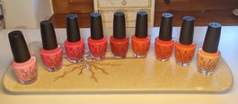 Set a) 9 OPI Nagellacke hellrot - rosa - pink Töne