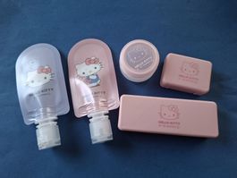 Sanrio Hello Kitty Accessory,cream Case/travel tube set/new!