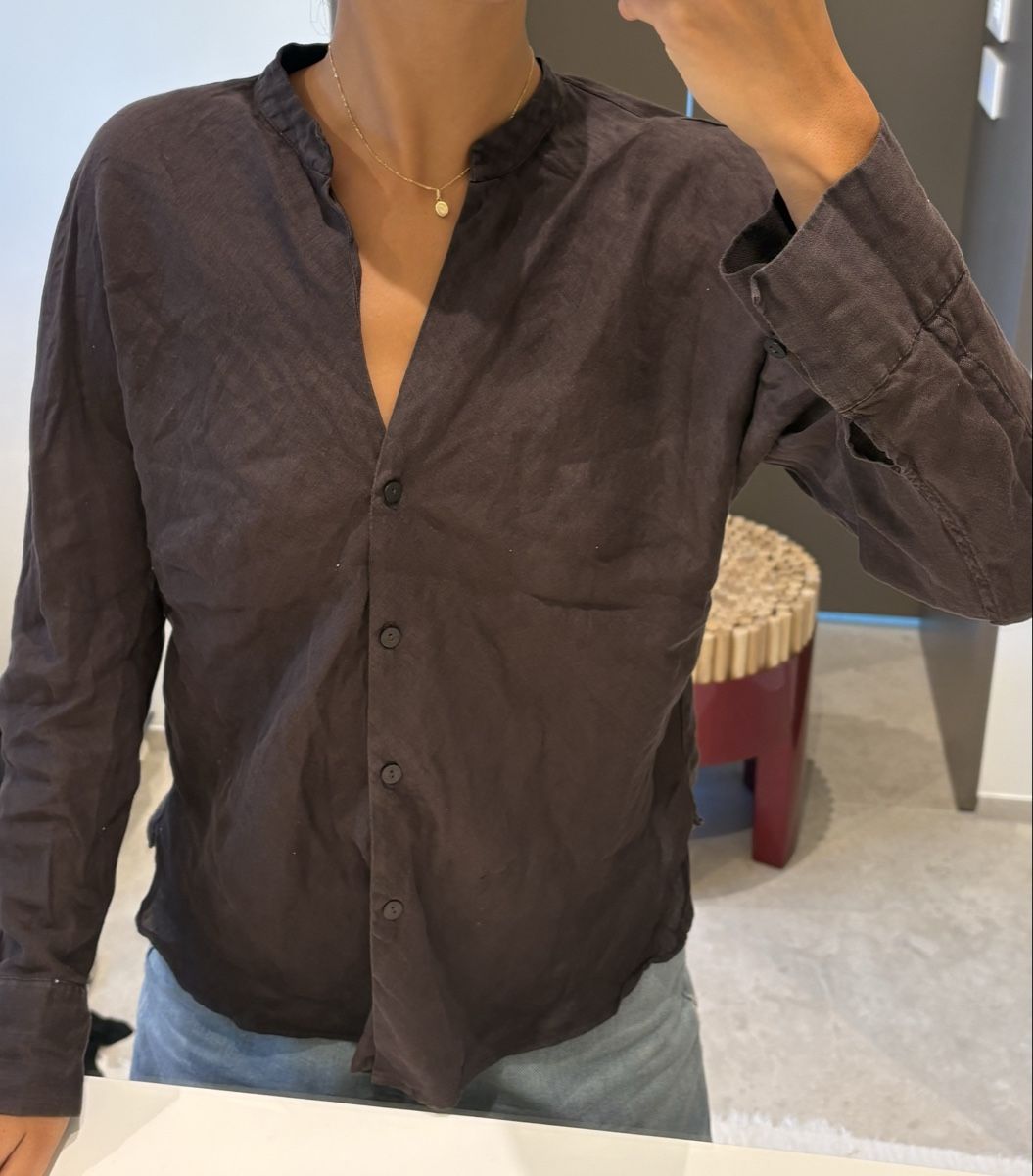 Zara Chemisiers: Linen brown collared shirt  – D'occasion à La Conversion par chi_td5v 1