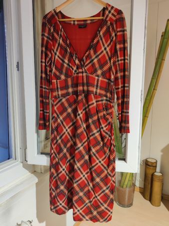 Stylish Red Tartan Dress - Vive Maria - Size L