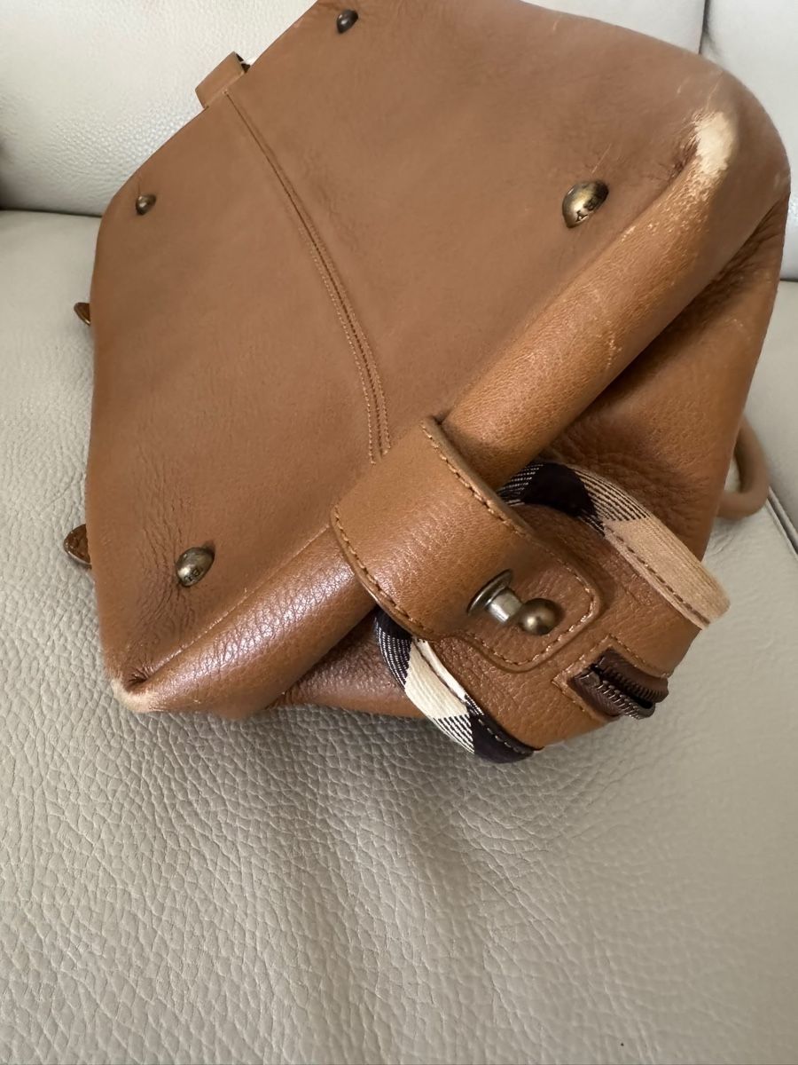 Burberry Borse da donna: Burberry Leder Handtasche Check Canvas braun – Usato da Zollikon venduto da snowflake10- 7