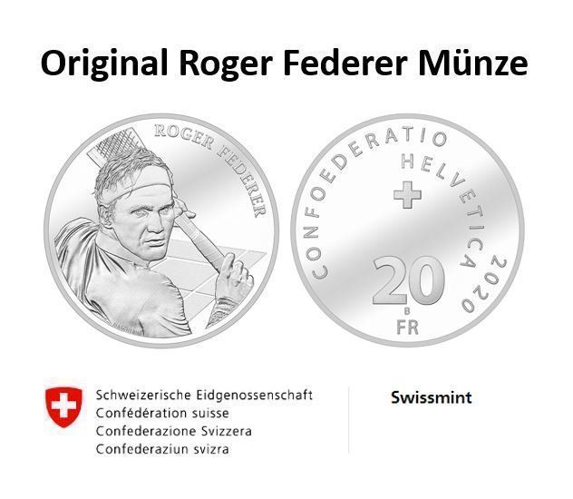 Tutti le monete: Roger Federer - Offizielle Sondermünze 2020 - Silber – Nuovo e nell'imballaggio originale da Netstal venduto da plutzger