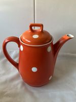 Retro Teekanne orange weiss gepunktet 70er Jahre Vintage 1,5