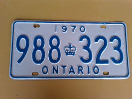 Nummernschild Ontario 1970 988-323 guter Zustand
