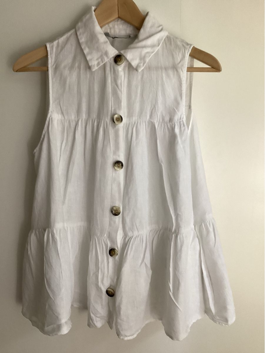 Zara Camicette: Leinen Bluse ärmellos Zara Grösse S Leinen weiss – Usato da Zürich venduto da Struktur