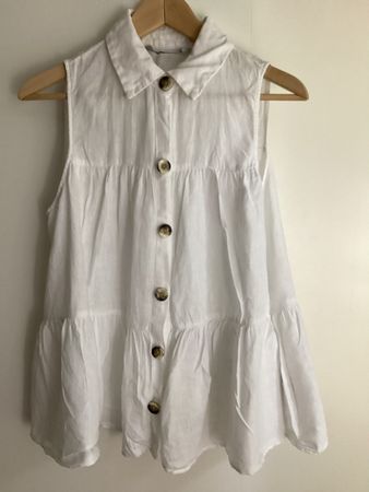 Leinen Bluse ärmellos Zara Grösse S Leinen weiss