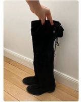 Boots black high Schwarze Overknee-Stiefel für Damen Samt