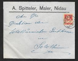 Nidau Bedarfsbrief A. Spitteler Maler 17.4.1934