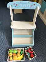 Wooden Market Stall with Toy Fruits - Summer Fun!