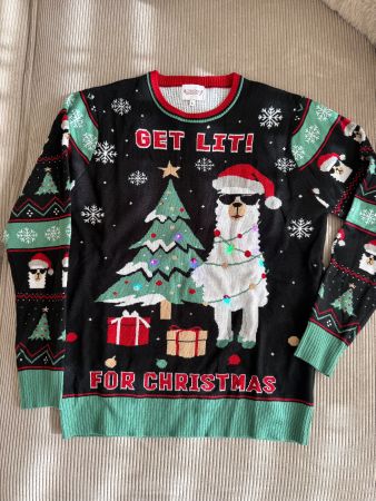Lustiger Weihnachtspullover mit Lichtern Gr. S