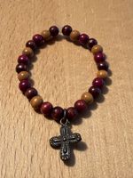 Holzperlen Armband mit Kreuz Anhänger, Handmade top