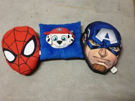 3 Helden Kissen (Spiderman, marvel und Helden auf 4 pfoten)