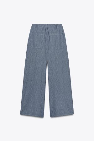 ZARA Stoffhose weite Hose High Waist Baumwolle 38 NEU 79.90