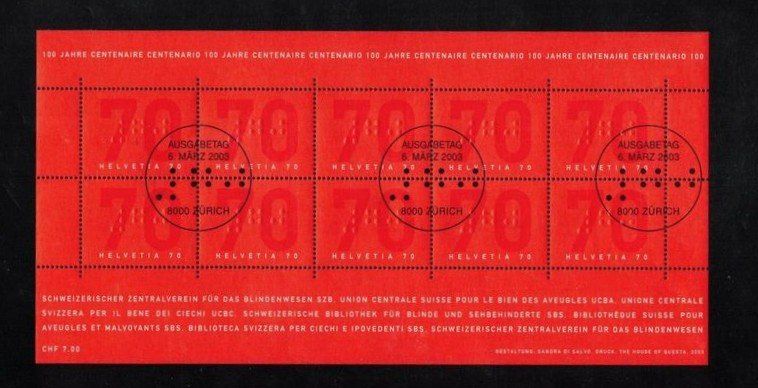Alle Briefmarken: 2003 Erinnerungsblock Blindenwesen aus ABO** – Gebraucht aus Rheinau von loxis