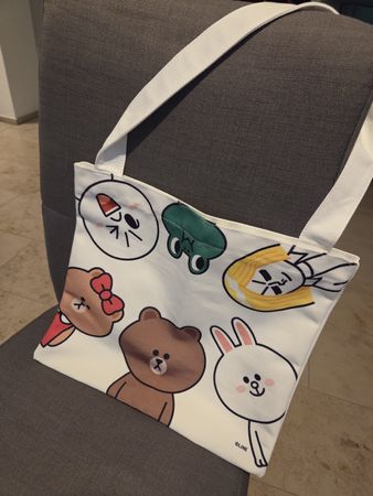 Line Friends Tote Bag, Cute Cartoon Characters, Canvas