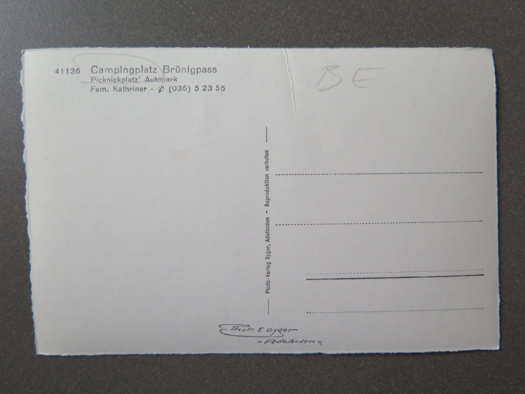 Cartoline postali: BRÜNIGPASS - CAMPING BRÜNIGPASS - PICKNICKPLATZ – Usato da Wittenbach venduto da lipasal 1