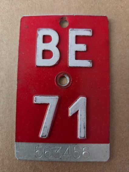 Sachs Insegne: Velonummer BE 71 plaque Velo – Usato da Schenkon venduto da Uhu007