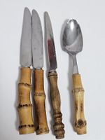 Besteck Set Edelstahl mit Holzgriffen 4-teilig gebraucht