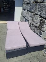 Liegestühle mit Auflagen Polyrattan 2er Set grau