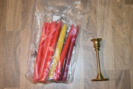 Ca 9 Kerzen mit Kerzenständer