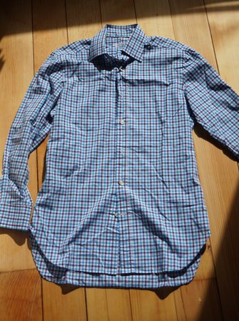 Herren Hemd Kiton kariert blau langarm