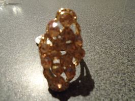Ring Size 19, goldfarbig, oval, Steinchen