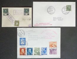 NORGE: 3 enveloppes, 2 par courrier maritime, env. 1945 à 66