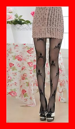 Totenkopf Strumpfhose Nylon Strumpf stockings Knochen Pirat