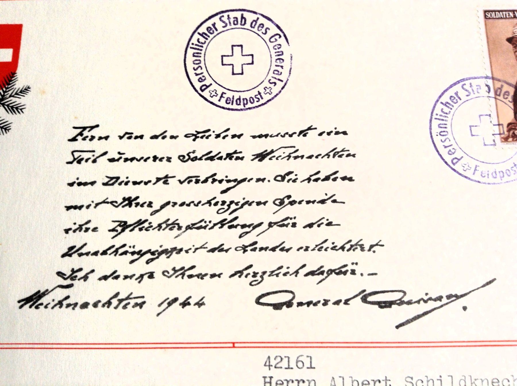 Cartes: Weihnachtskarte von General Guisan 1944 – D'occasion à Alpnach Dorf par MZ001 2