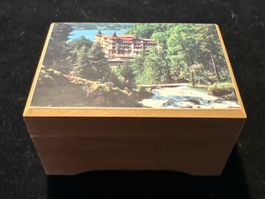 Vintage Spieluhr Holz: MAPSA „Edelweiss Schweizer Bergpanora